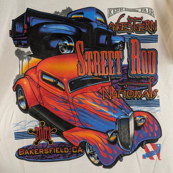 Vintage 2003 Y2K Mens Drag Racing Large T-Shirt POOR Kern County Fair Street Rod - Picture 3 of 10